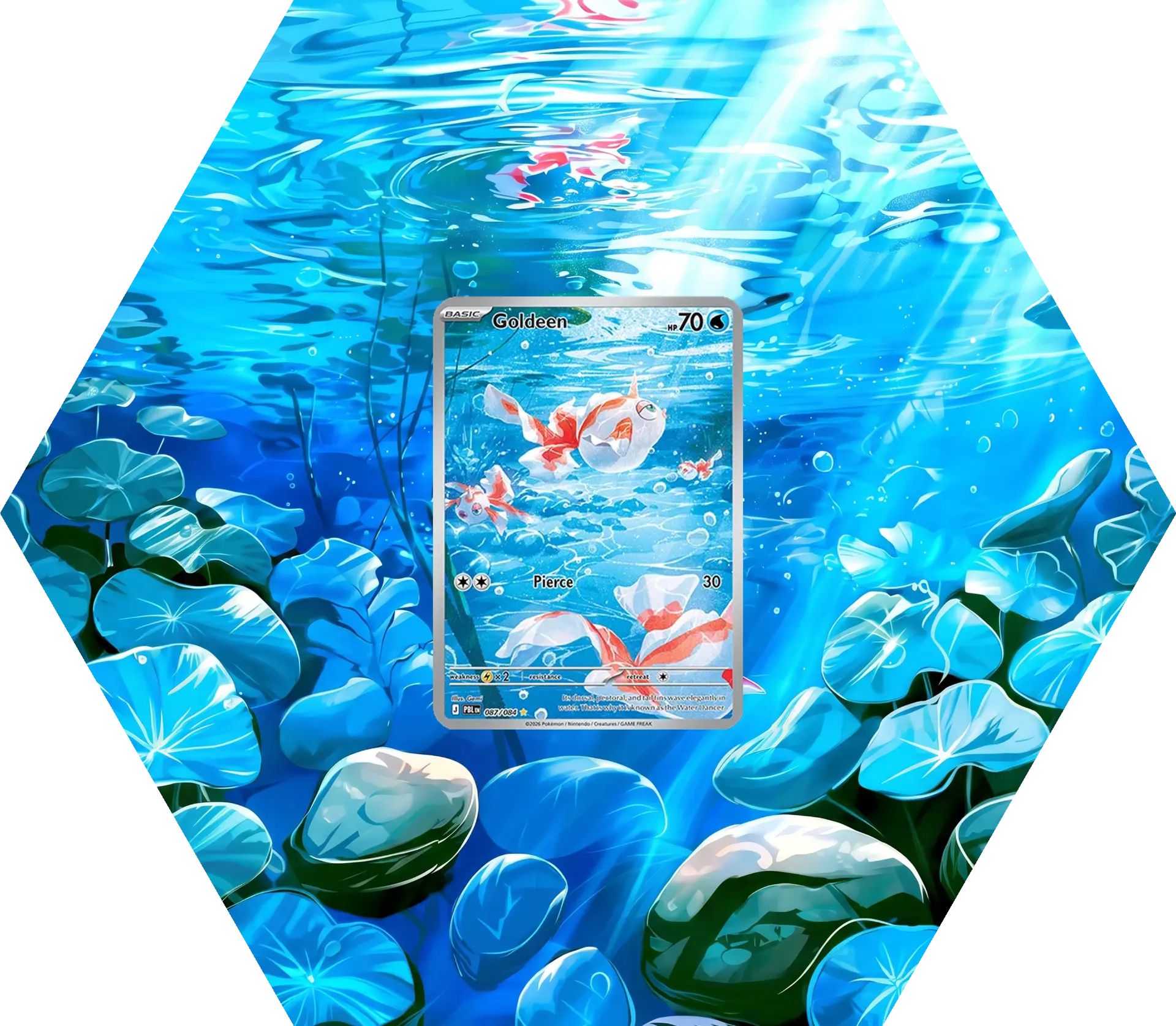 PB Goldeen IR full art frame — Grail Hexframe extended art display